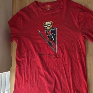 Polo by Ralph Lauren Red Ski Bear Long Sleeve Tee